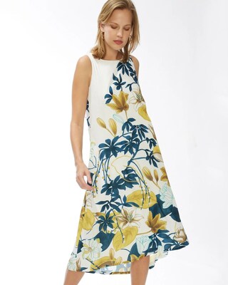 Tie-Back Floral Trapeze Dress