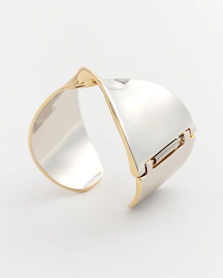 Mixed Metal Silver Cuff Bracelet click to view larger image.