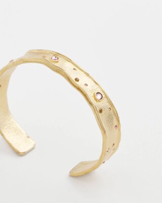 Pink Scattered Stone Flexible Cuff Bracelet click to view larger image.