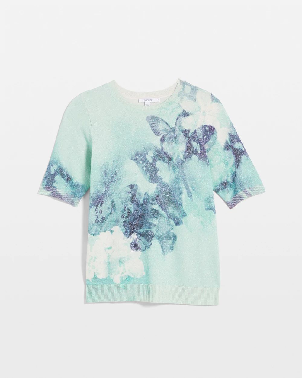 Metallic Butterfly Print Sweater Tee