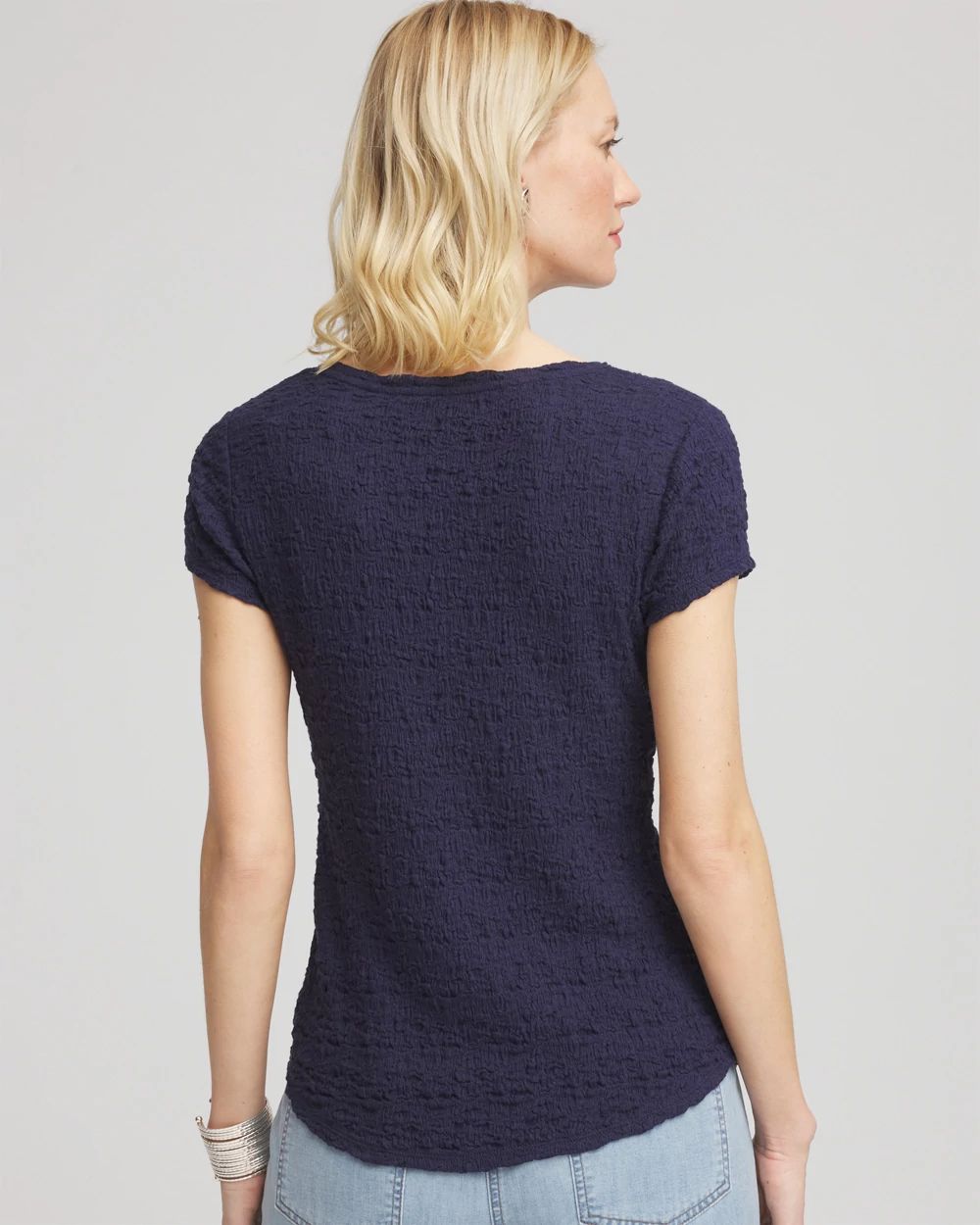 Textured Cap Sleeve Tee