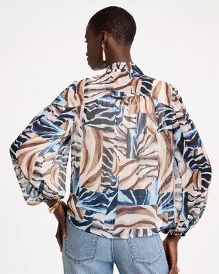 Crinkle Chiffon Tie-Front Blouse click to view larger image.