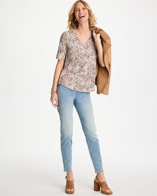 Printed Cotton Slub V-Neck Tee click to view larger image.