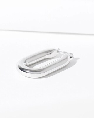 Silver Tone Oval Hoop Earrings