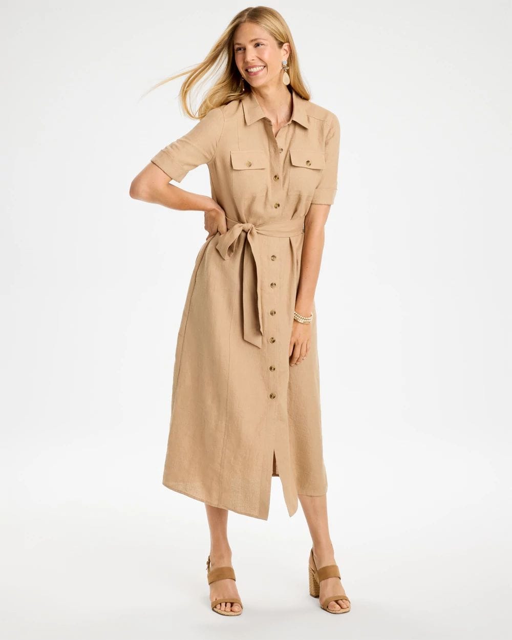 Linen Safari Shirtdress click to view larger image.