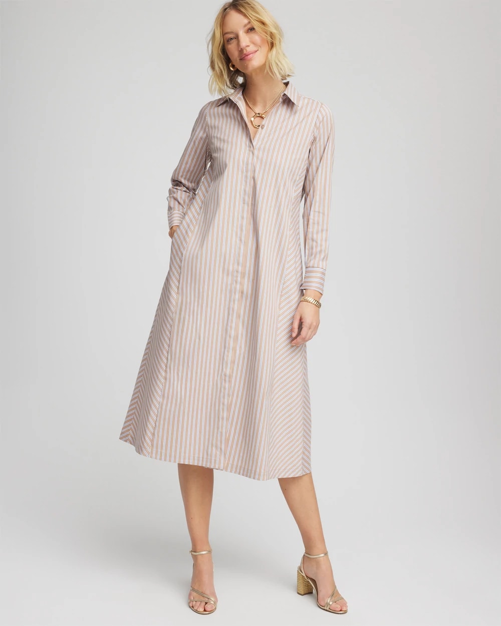 Vanilla Chai Striped Shirtdress, photo 1 of 5