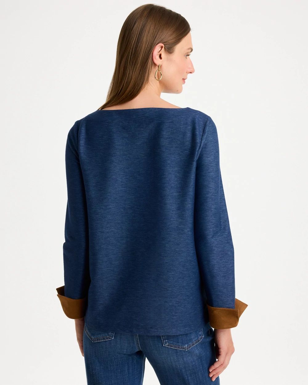 Faux Suede-Denim Top click to view larger image.