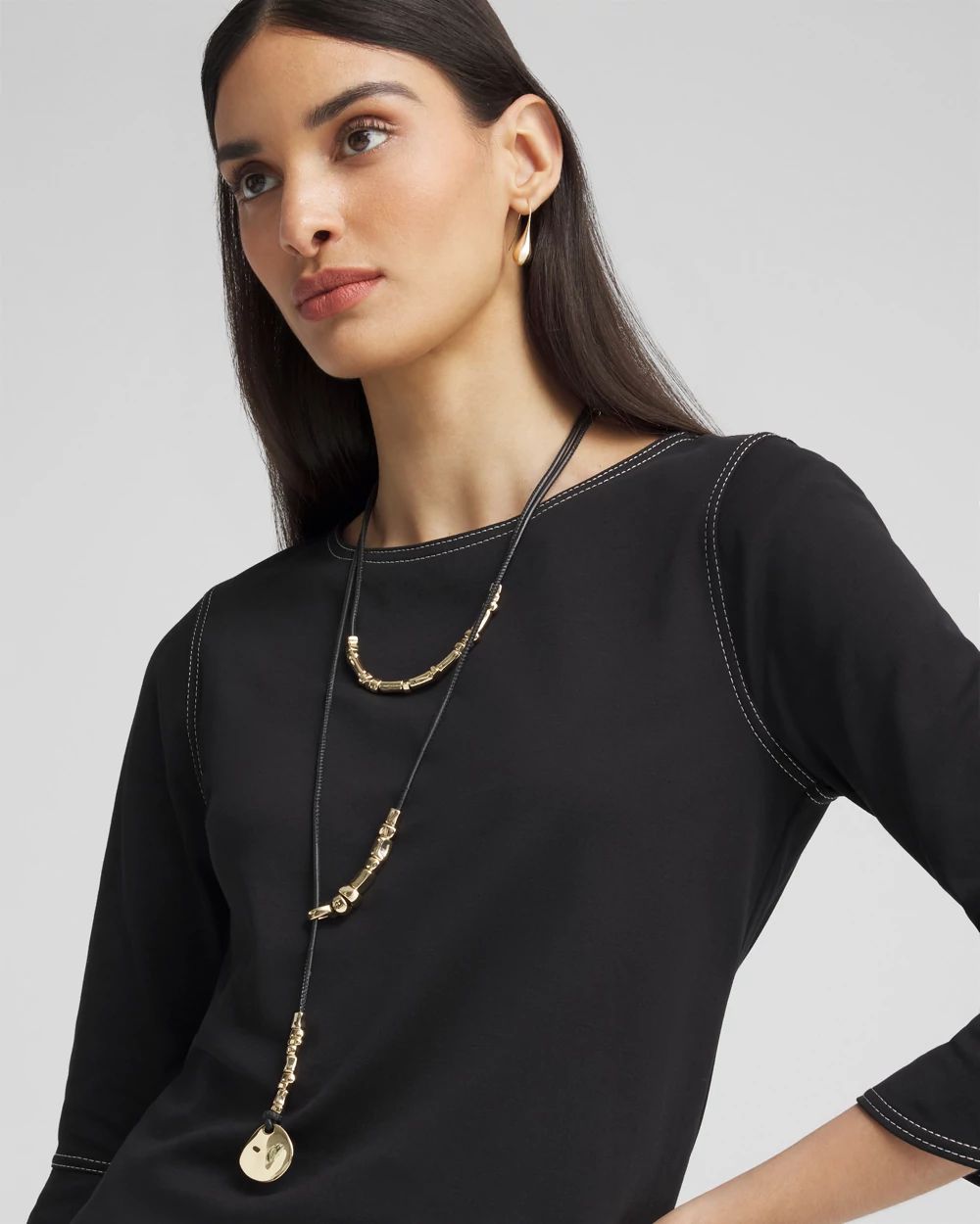 Convertible Gold Tone Y-Necklace click to view larger image.