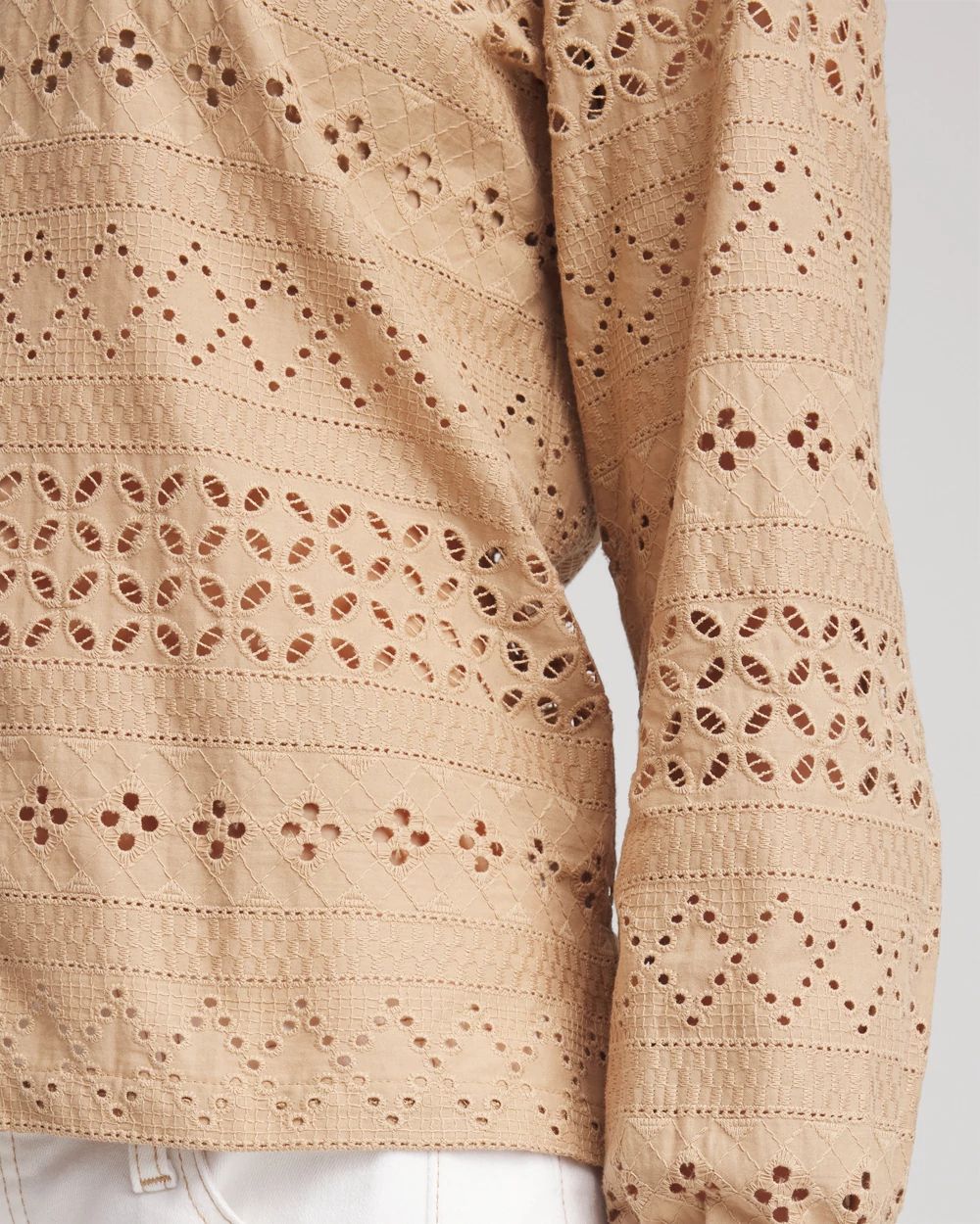 Embroidered Eyelet Collared Shirt
