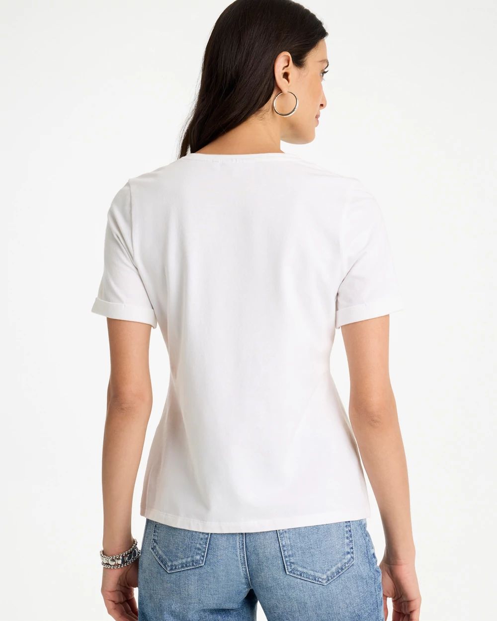 Cotton Stretch Palm Sequin Tee