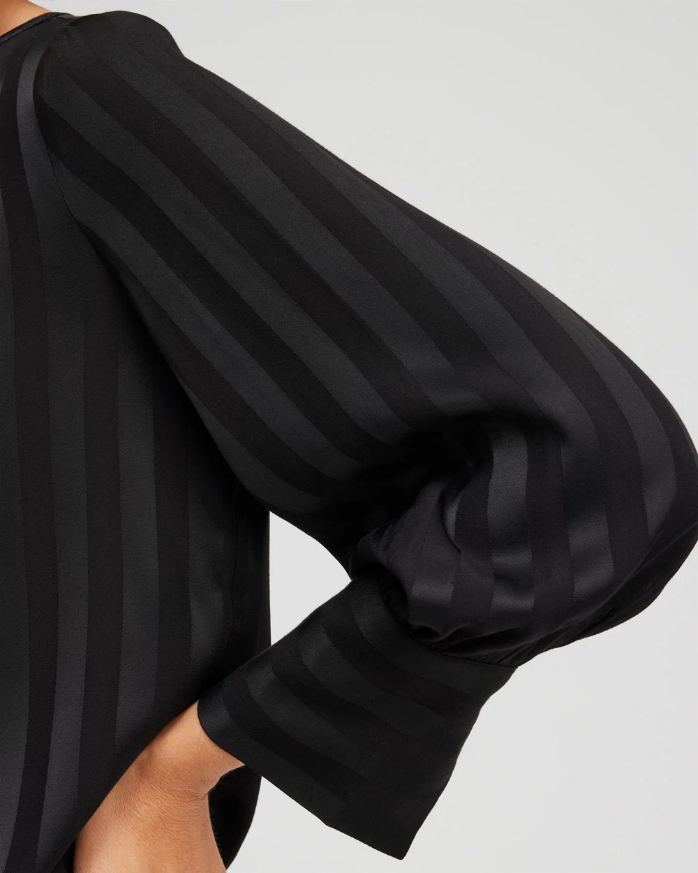 Black Label Pinstripe French Cuff Blouse