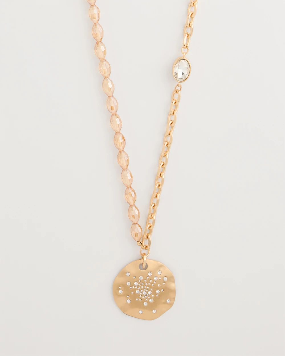 Asymmetrical Goldtone Sparkle Pendant Necklace click to view larger image.