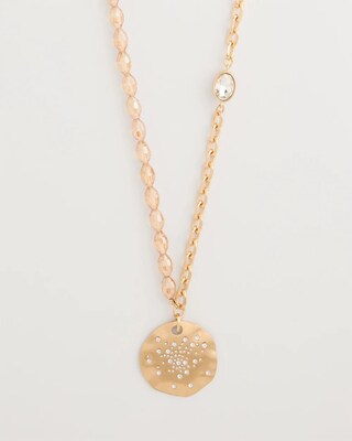 Asymmetrical Goldtone Sparkle Pendant Necklace click to view larger image.