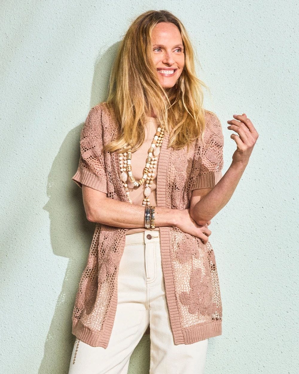 Cotton-Blend Crochet Cocoon Cardigan