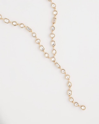 Bezel Set Goldtone Y-Necklace click to view larger image.