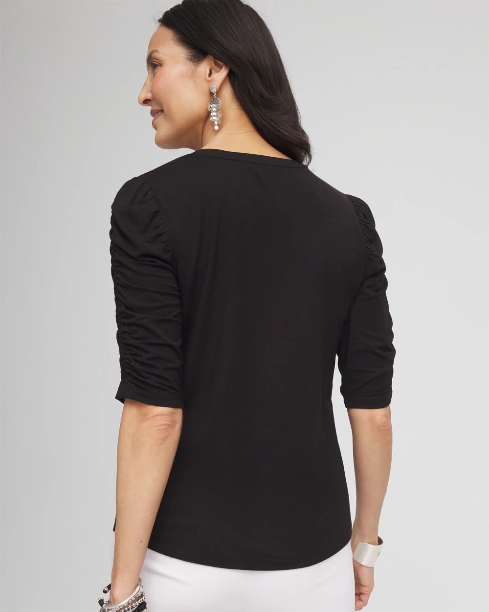 Ruched Sleeve Knit Tee click to view larger image.