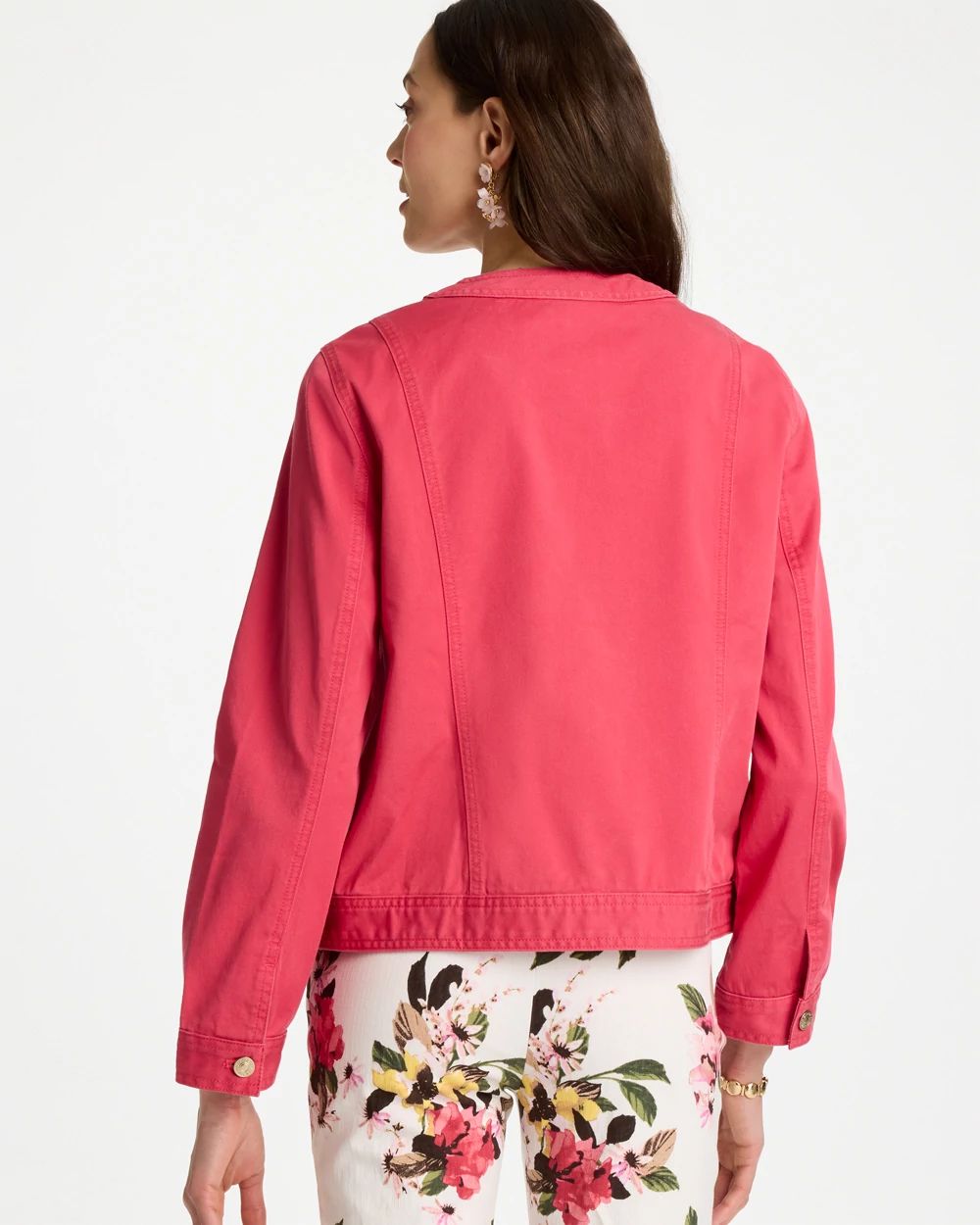 Collarless Twill Box Jacket click to view larger image.