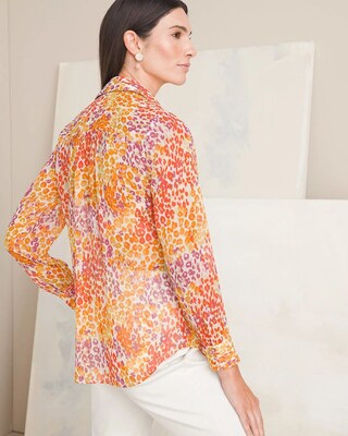 Animal-Print Crinkle Chiffon Shirt