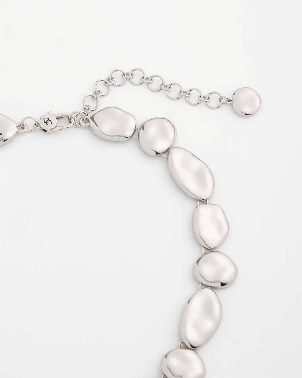 Silver-Tone Pebble Link Collar Necklace