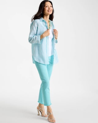 No Iron Linen Striped Shirt click to view larger image.
