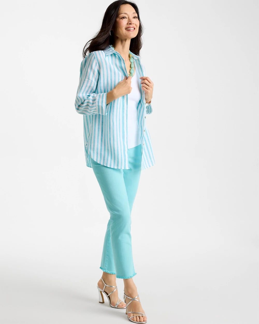 No Iron Linen Striped Shirt