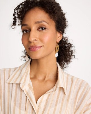 Pearl Hammered Drop Earrings click to view larger image.