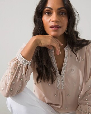 Embellished Sheer Blouse