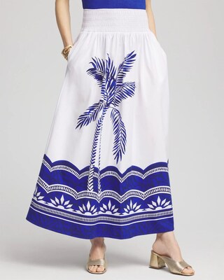 Tropical Smocked Waist Pull-On Skirt click to view larger image.
