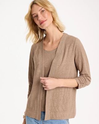 Linen Open Front Cardigan
