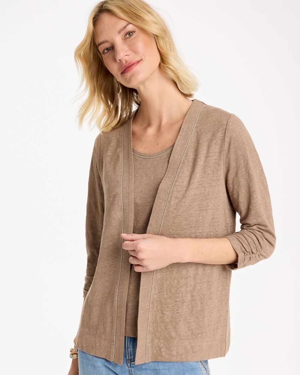 Linen Open Front Cardigan