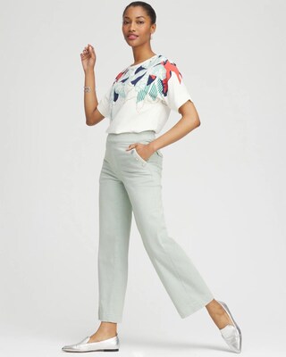 Pull-On Wide Leg Ankle Jeans click to view larger image.