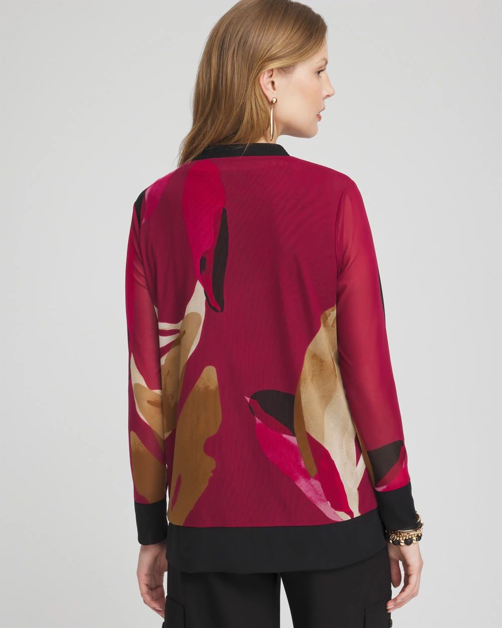 Abstract Print Mesh Cardigan