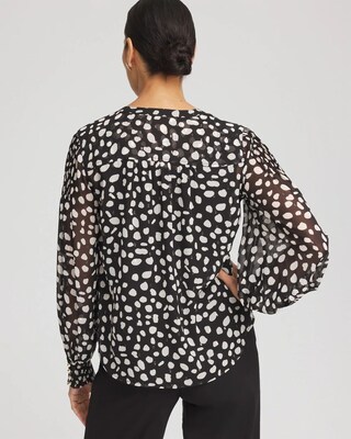 Metallic Clip Dot Pintuck Sleeve Blouse click to view larger image.
