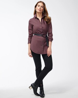 No Iron Stretch Sable Imperial Stripe Tunic