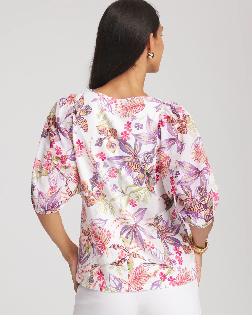 Floral Dolman Sleeve Knit Top