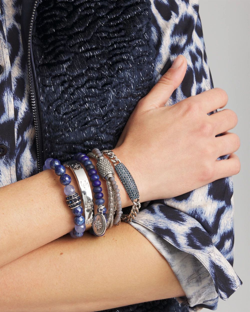 Blue Pavé Bar Bracelet