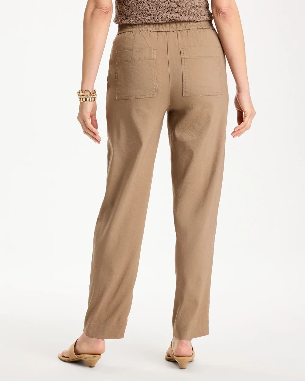 Soft-Stretch Linen Straight Tapered Ankle Pants click to view larger image.