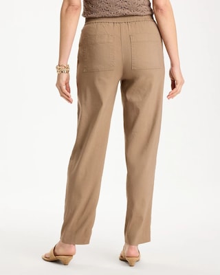 Soft-Stretch Linen Straight Tapered Ankle Pants click to view larger image.