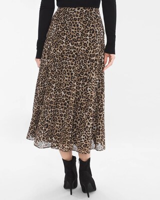 Pleated Leopard-Print Skirt