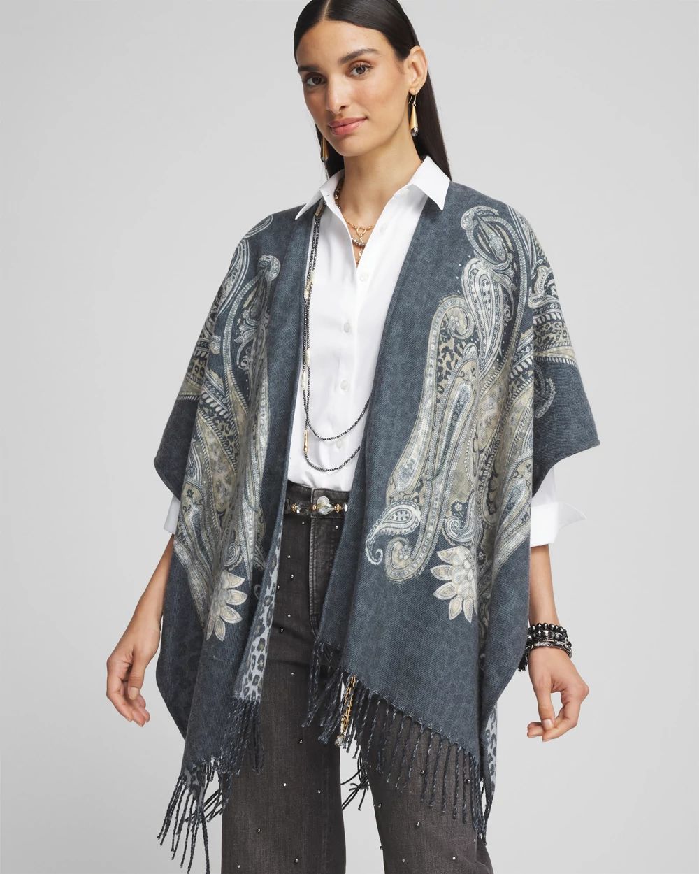 Paisley Leopard Reversible Ruana