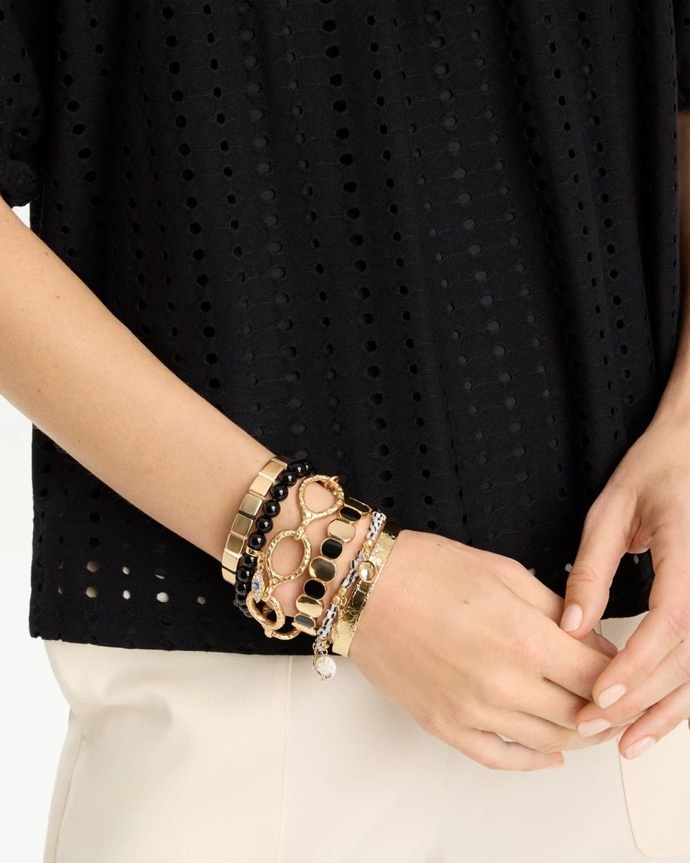 Evil Eye Charm Stretch Bracelet click to view larger image.