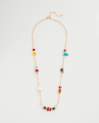 Mixed-Media Long Beaded Necklace