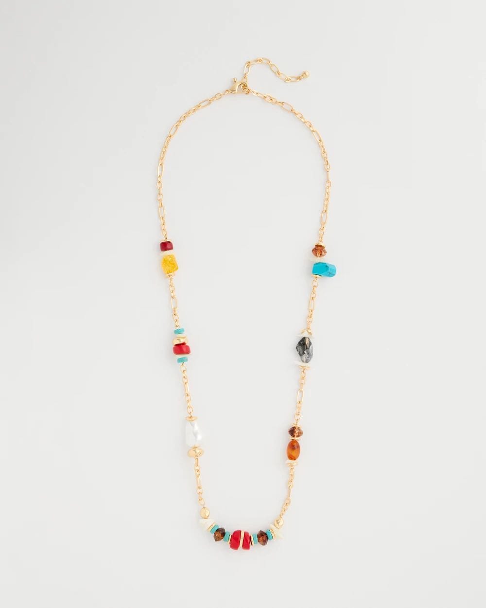 Mixed-Media Long Beaded Necklace