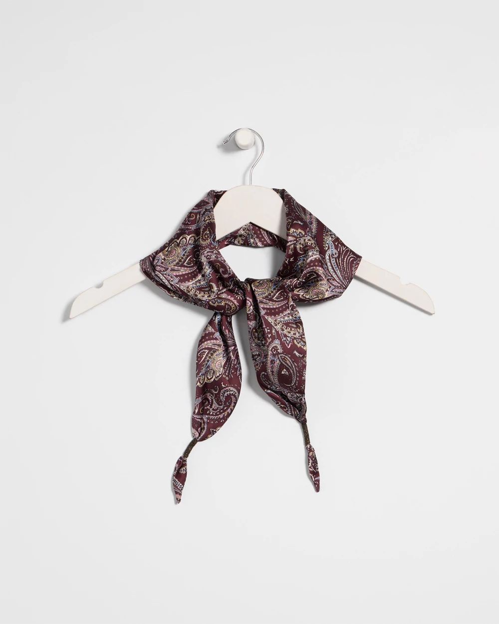 Satin Triangle Beaded-Tassel Scarf