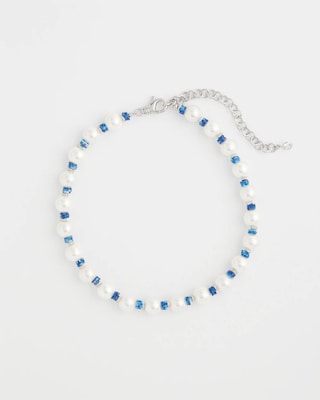 Short Pearl Blue Necklace