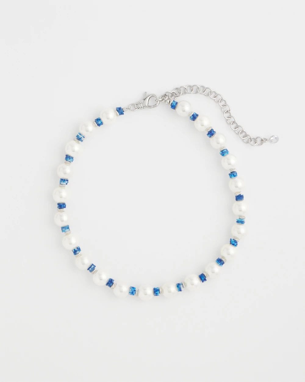 Short Pearl Blue Necklace