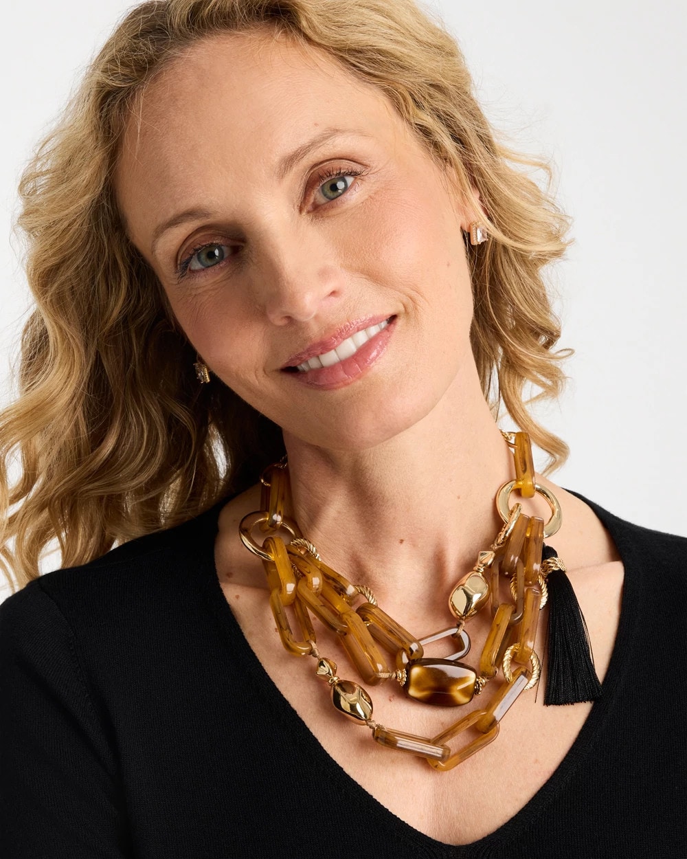 Tassel Charm Bib Necklace