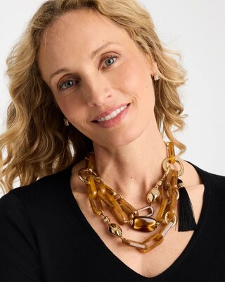 Tassel Charm Bib Necklace click to view larger image.