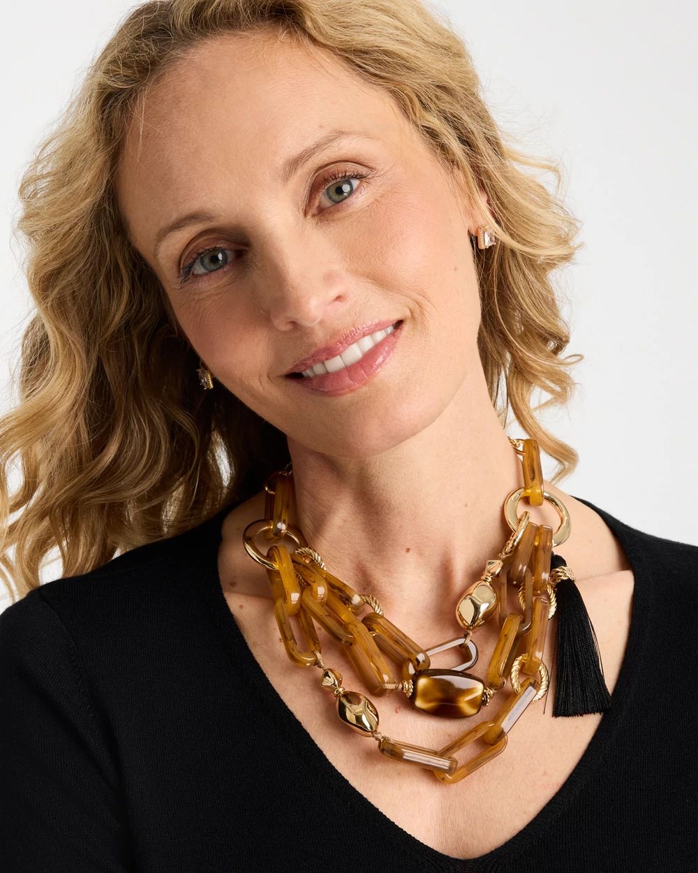 Tassel Charm Bib Necklace click to view larger image.