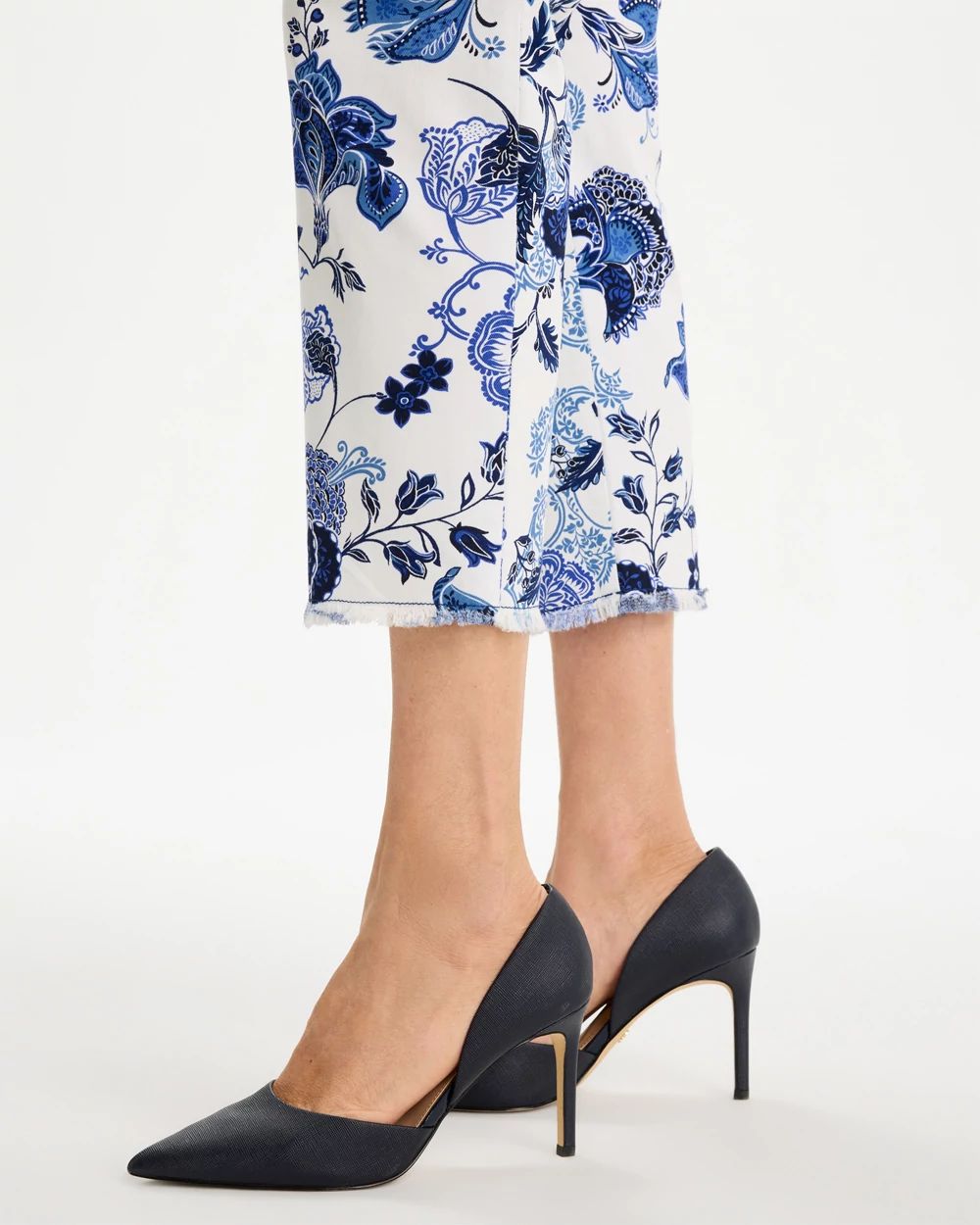 Printed Relaxed Boyfriend Chino Fray Crop Pants